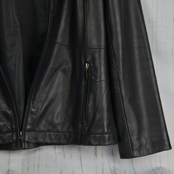 Kenneth Cole Reaction Black 100% Leather Jacket Size M - Picture 2 of 5